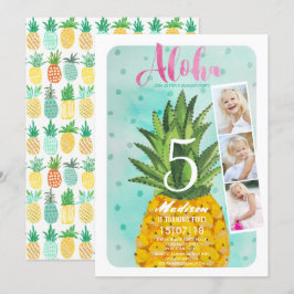 Convites Azul e amarelo trendy Abacaxi Tropical Fruta