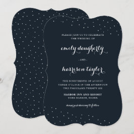 Convites Azul e Branco Elegante com Casamento de Pontos Del
