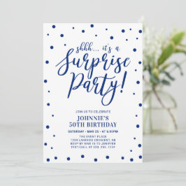 Convites Azul e Branco | Surpresa Festa de Aniversário Adul