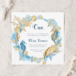 Convites Azul e Dourado sob a Praça de Aniversário do Sea B