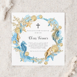 Convites Azul e Dourado sob o batismo marinho