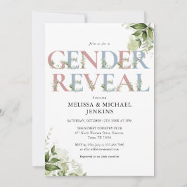 Convites Azul E Verde Cor-De-Rosa - Letra Gênero - Festa Re