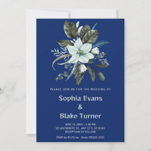 Convites Azul e Verde Floral Botânico Safira Casamento