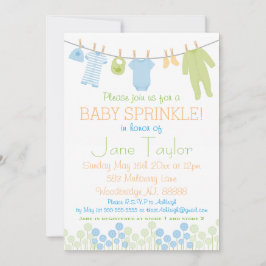 Convites Azul e Verde Pequenas Roupas Bebê