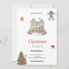 Convites azul e vermelho o natal na casa de neve