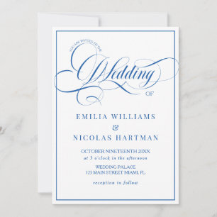 Convites Azul Editorial Casamento Branco Tudo Em Um