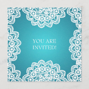 Convites Azul elegante do laço do vintage do chá de panel