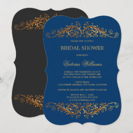 Convites Azul Elegante Dourado