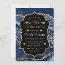 Azul Elegante e Agitador Dourado Doce Dezesseis