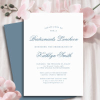 Azul Elegante Script Clássico Bridesmaids Luncheon