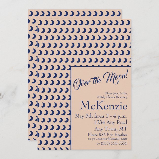 Convites Azul Elegante Sobre O Chá de fraldas Celestial I D (Frente/Verso)