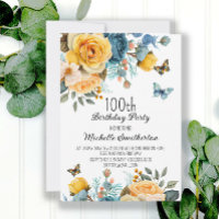 Azul Empoeirado Amarelo Floral Borboletas Aniversá