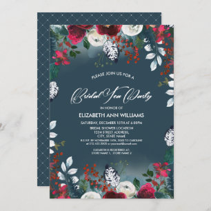Convites Azul empoeirado   Burgundy Red Bload Bridal Tea Pa