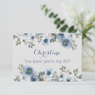 Convites Azul Empoeirado E Cinza Floral Seja Minha Dama de