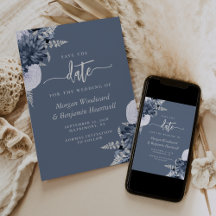 Azul Empoeirado Floral Prata Casamento Salve a Dat