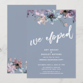 Convites Azul Empoeirado Pintado Floral Nós Fomos Casados e