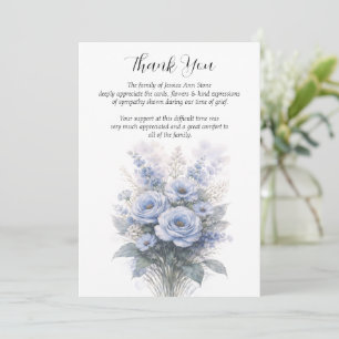 Convites Azul Empoeirado Simpatia Floral Funeral Obrigado 