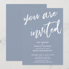 Convites Azul Empoeirado Você Está Convidade para a Recepçã
