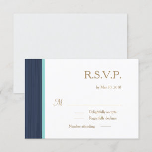 Convites Azul escuro, branco sutil stripes casamento RSVP