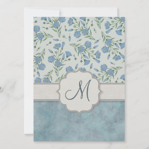 Convites Azul Esqueça-Me-Não Floral e Marble com Monogram