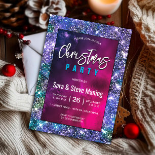 Convites Azul-esverdeado azul brilhante Natal