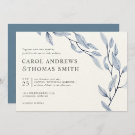Convites Azul etéreo | Casamento Chic Botanic Leaves