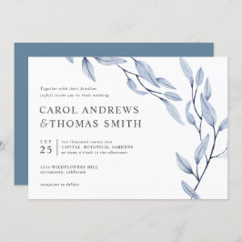 Convites Azul etéreo | Casamento Chic Botanic Leaves