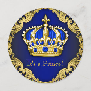 Convites Azul extravagante do príncipe chá de fraldas