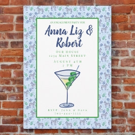 Convites Azul-Festa de noivado Zebra Martini