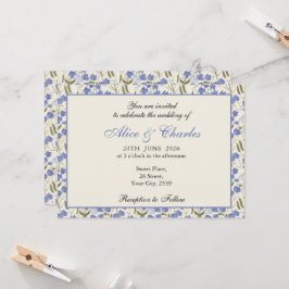 Convites Azul Floral e Creme de Erva Doce