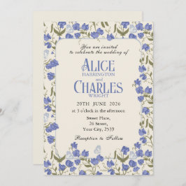 Convites Azul Floral e Creme de Ervilha Doce