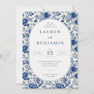 Convites Azul Floral Elegante