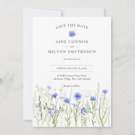 Convites Azul floral salve a data, casamento de flor silves
