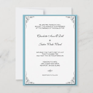 Convites Azul floreado;casamento