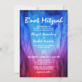 Convites Azul-Fogo Vermelho | Estrela de David B'não Mitzva