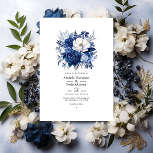 Convites Azul Francês, Branco Vintage e Casamento Floral Na