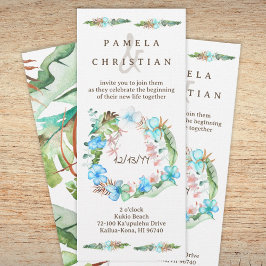 Convites Azul Hibiscus Tropical Wreath Invasão