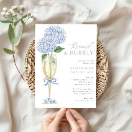 Convites Azul Hydrangea Brunch e Vidro de Champanhe de Borr