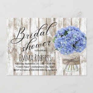Convites Azul Hydrangea Floral Jar Chá de panela Russo