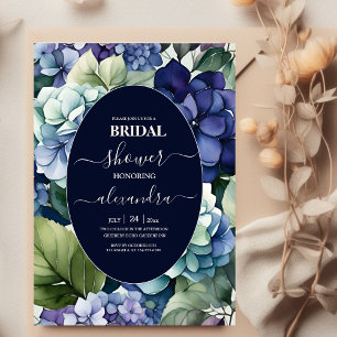 Convites Azul Hydrangea Watercolor Bridal Floral