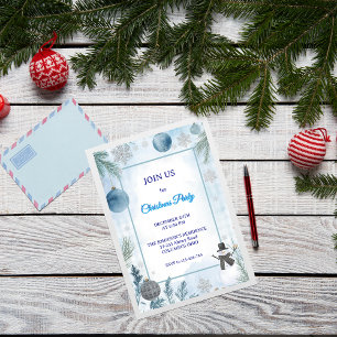 Convites Azul-Icy Elegante Verificado Por Aquarela
