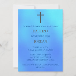 Convites Azul Invitación de bautizo