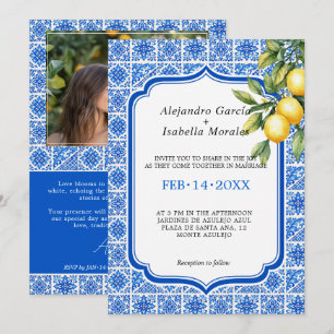 Convites 🍋💙Azul & Limone Romance – Edição de Fotos
