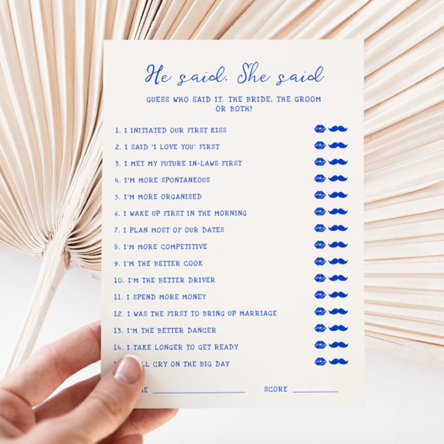 Convites Azul manuscrito Ele disse que ela disse "Cartão" (Criador carregado)