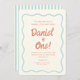 Convites Azul, Manuscrito, Pastel Bebê, Primeiro Aniversári
