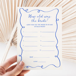 Convites Azul manuscrito Quantos anos tinha a noiva