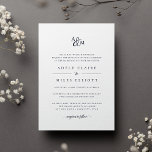 Convites Azul Marinho | Ampersand Monograma Wedding<br><div class="desc">Personalize este convite de casamento clássico e elegante com seu monograma ou duograma junto com um guião decorativo. Adicione seus detalhes de casamento abaixo em eterno marinho com letras azuis com acentos de script de caligrafia. Uma bela escolha em marinho clássico e branco para casamentos formais em qualquer estação. Texto...</div>