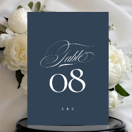 Convites Azul Marinho Branco Casamento Elegante Número da M