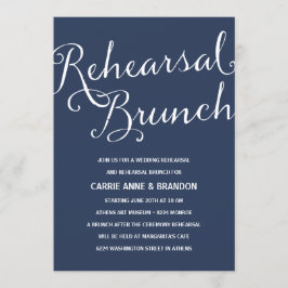 Convites Azul Marinho | Brunch de ensaio de caligrafia russ