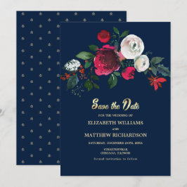 Convites Azul Marinho | Casamento de Burgundy Bloom Salvar 